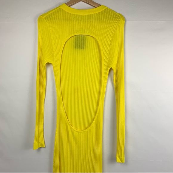 NWT Dodo Bar Or Sara Long Sleeve Open Back Knit Maxi Dress Yellow - Picture 7 of 12